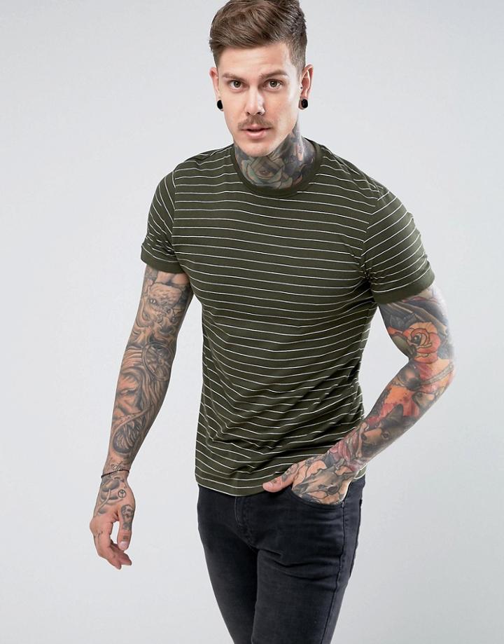 Brave Soul Stripe T-shirt - Green