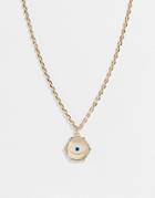 Asos Design Necklace With Eye Coin Pendant In Gold Tone