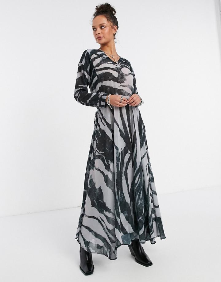Religion Dress With Drawstring Waist In Abstract Print-multi