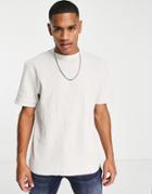 River Island Ribbed T-shirt In Gray-grey
