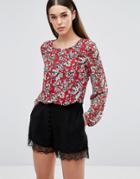 Tfnc Printed Long Sleeve Top - Red