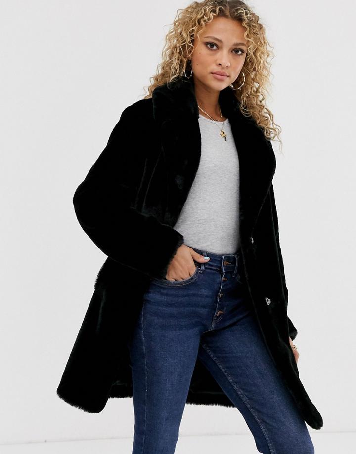 New Look Faux Fur Coat In Black