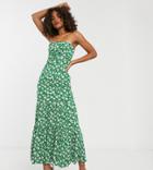 Asos Design Tall Exclusive Bandeau Tie Front Maxi In Floral Print - Multi