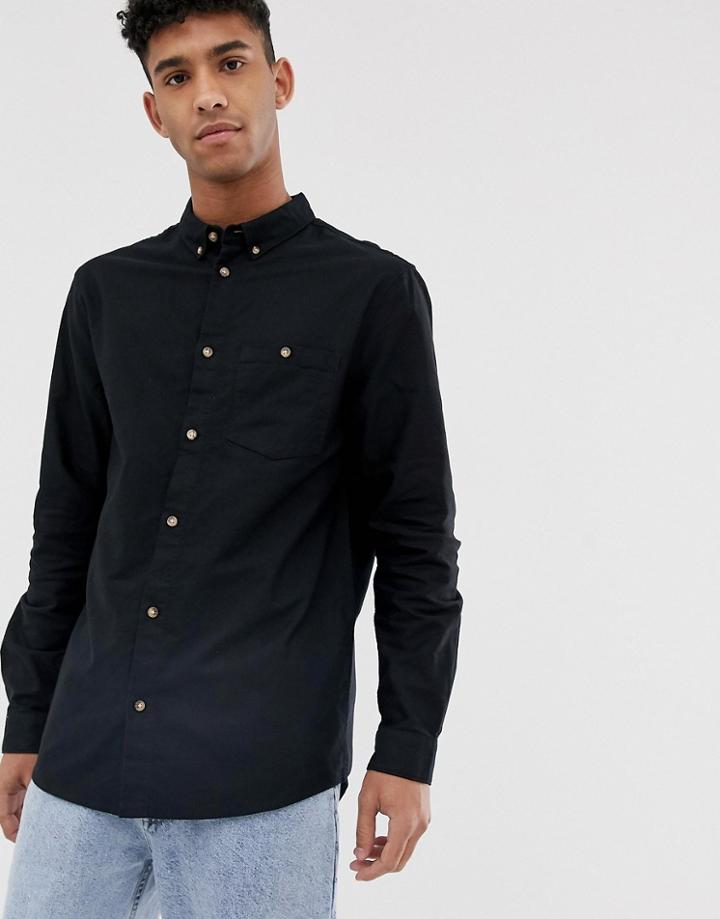 Weekday Bad Times Oxford Shirt In Black - Black