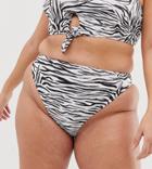 South Beach Curve Exclusive Mix And Match High Waist Bikini Bottom In Zebra - Multi