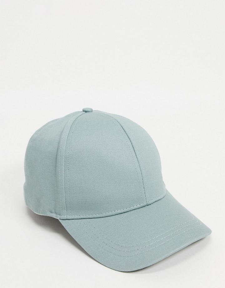 Asos Design Baseball Cap In Sage-green