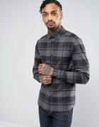 Asos Slim Check Shirt With Stretch In Gray - Gray