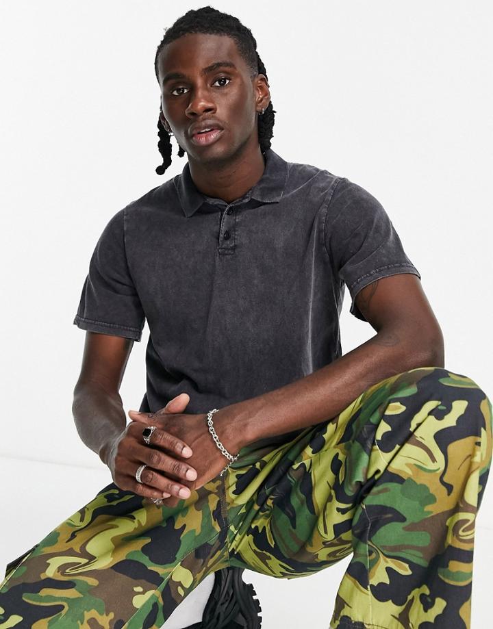 Bolongaro Trevor Washed Jersey Polo Shirt-black