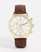 Asos Design Watch In Brown With Gold Dial Detail