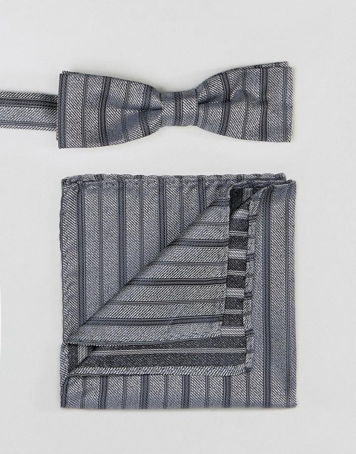 Peter Werth Bow Tie And Pocket Square Set - Silver