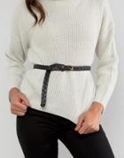 Pieces Avery Leather Plaited Belt - Black