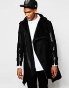 Black Kaviar Jacket With Asymmetric Zip - Black