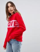 Willow And Paige Love Slogan Sweater - Red