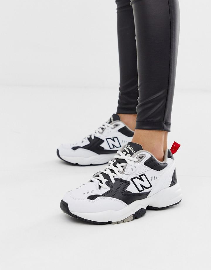 New Balance 608 White And Black Chunky Sneakers