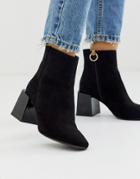 Asos Design Reed Heeled Ankle Boots In Black - Black
