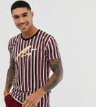 Mauvais Muscle Logo T-shirt In Red Stripe - Red