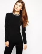Asos Sweater With High Neck And Embellishment - Black