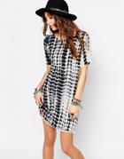 Young Bohemians Festival Shift Dress In Tie Dye With Pom Pom Trim - Multi