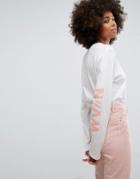 Waven Long Sleeve Top With Chest And Arm Print - Pink