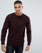 New Look Waffle Knit Sweater In Burgundy Marl - Red