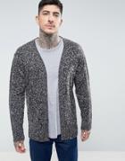 Brave Soul Longline Mix Knit Man Cardigan - Black