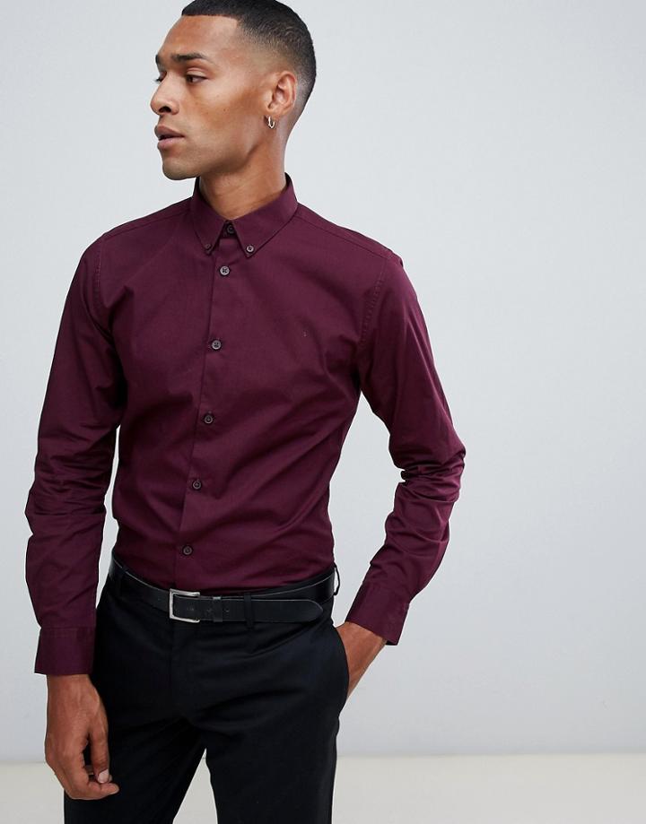 Only & Sons Cotton Shirt With Button Down Collar - Red