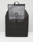 Asos Leather Backpack With Sleek Fastening - Black
