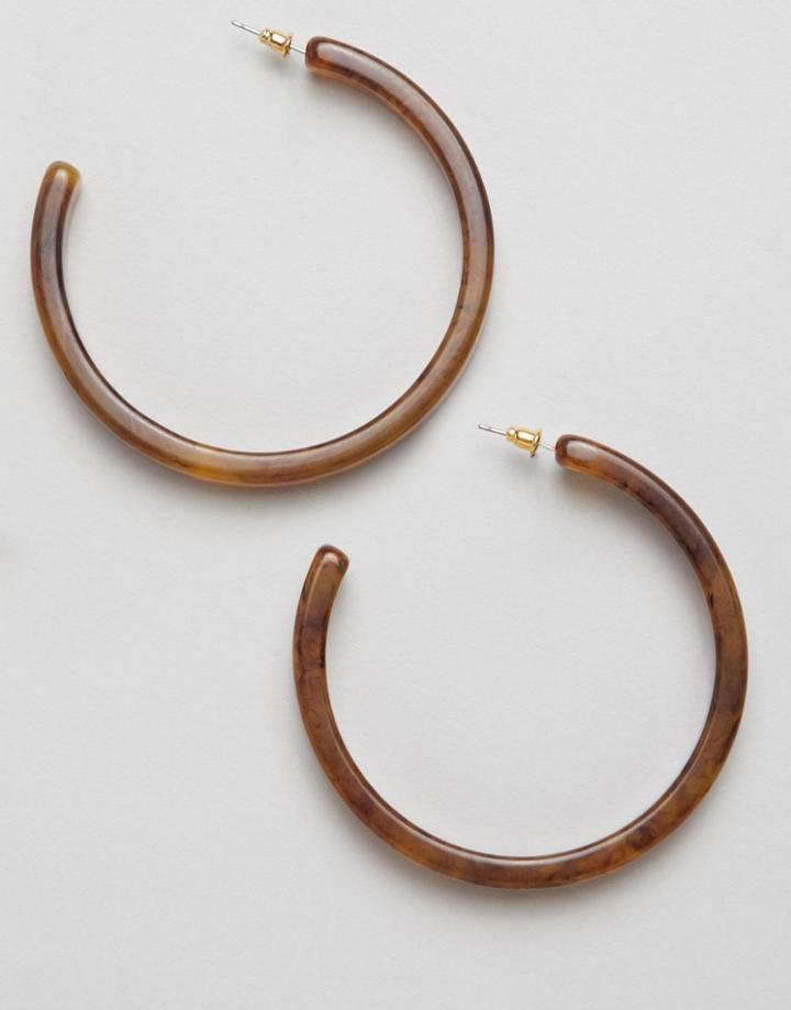 Asos Design Xl Tortoiseshell Hoop Earrings - Gold