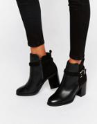 Miss Kg Swift Buckle Strap Heeled Ankle Boots - Black