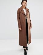 Cooper & Stollbrand Long Line Wool Trench In Camel - Beige
