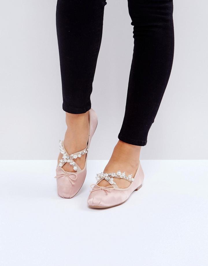 Asos Lavish Embellished Ballet Flats - Beige