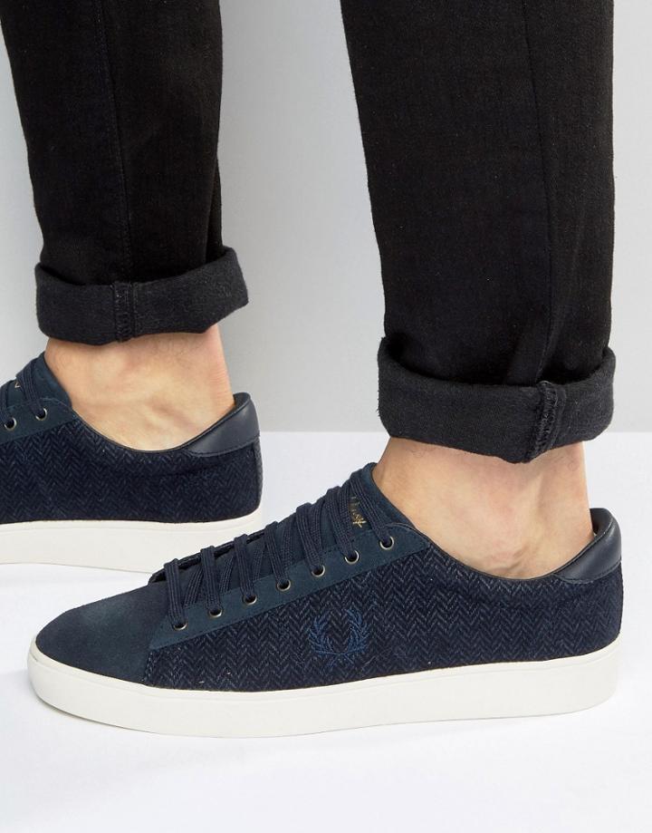 Fred Perry Spencer Tweed/suede Sneakers - Navy