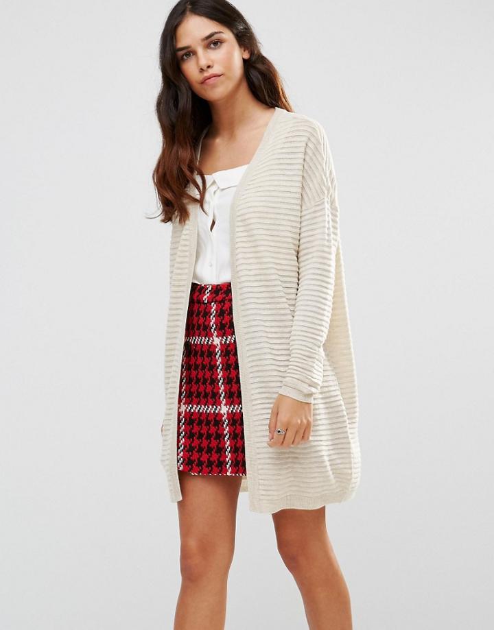 Only Olivia Long Sleeve Ribbed Cardigan - Cream