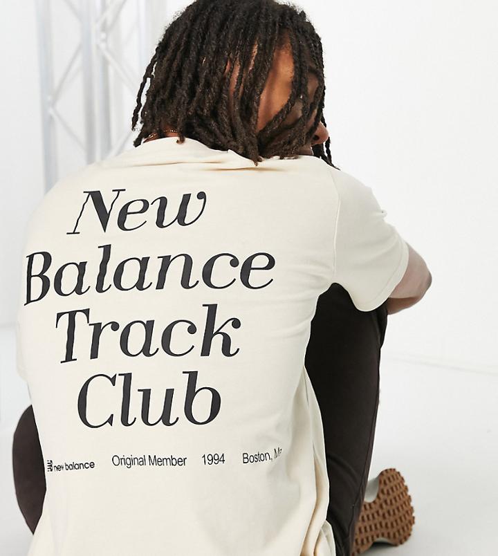 New Balance Track Club Back Print T-shirt In Oatmeal-neutral