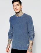 Bellfield Acid Wash Knitted Sweater - Blue
