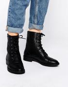 Asos Ancros Leather Lace Up Ankle Boots - Black