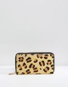 Asos Leather Faux Pony Zip Around Purse - Multi