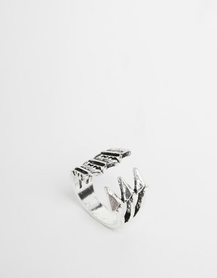 Asos Arrow Tipped Ring - Antique Silver