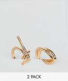 Asos Design Pack Of 2 Sleek Interlocking Band And Knot Rings - Gold