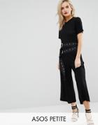 Asos Petite Jersey T-shirt Jumpsuit With Double Belt Detail - Black