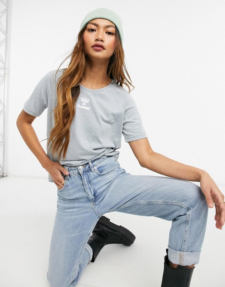 Hummel Peyton Short Sleeve Tee In Gray-green