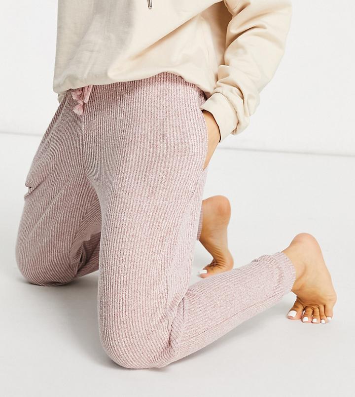 Asos Design Petite Mix & Match Lounge Super Soft Rib Sweatpants In Dusky Pink-red