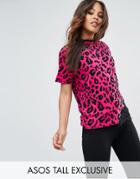 Asos Exclusive Tall T-shirt With Cutwork Lace In Bright Animal Print - Multi