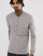 Asos Design Muscle Sweatshirt With Half Zip In Gray - Gray