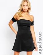 Asos Petite Bardot A-line Mini Dress - Black