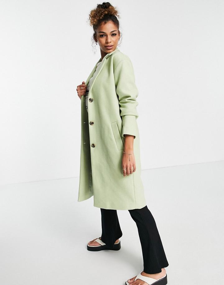 Pieces Alice Wool Blend Coat Sage Green