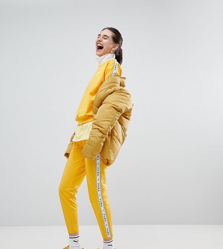 Puma Exclusive To Asos Taped Side Stripe Track Pants In Yellow - Yellow