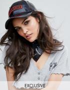 Sacred Hawk Cap In Black Shiny Vinyl With Baby Face Patch - Black