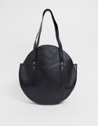 Asos Design Circle Shopper Bag With Hardware Detail - Black