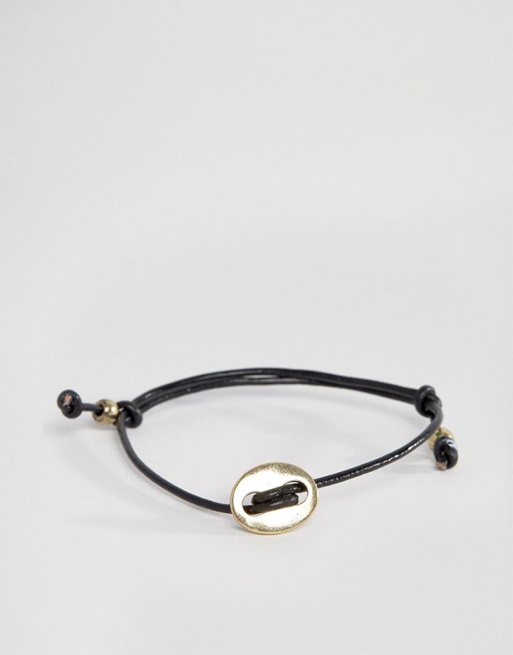 Asos Rope Bracelet With Button - Black